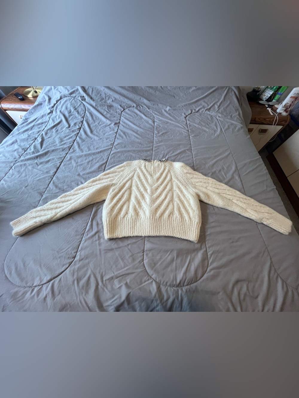 Zara Limited Edition Wool and Alpaca Knit Cropped Sweater with Chain Detail - Picture 9 of 13